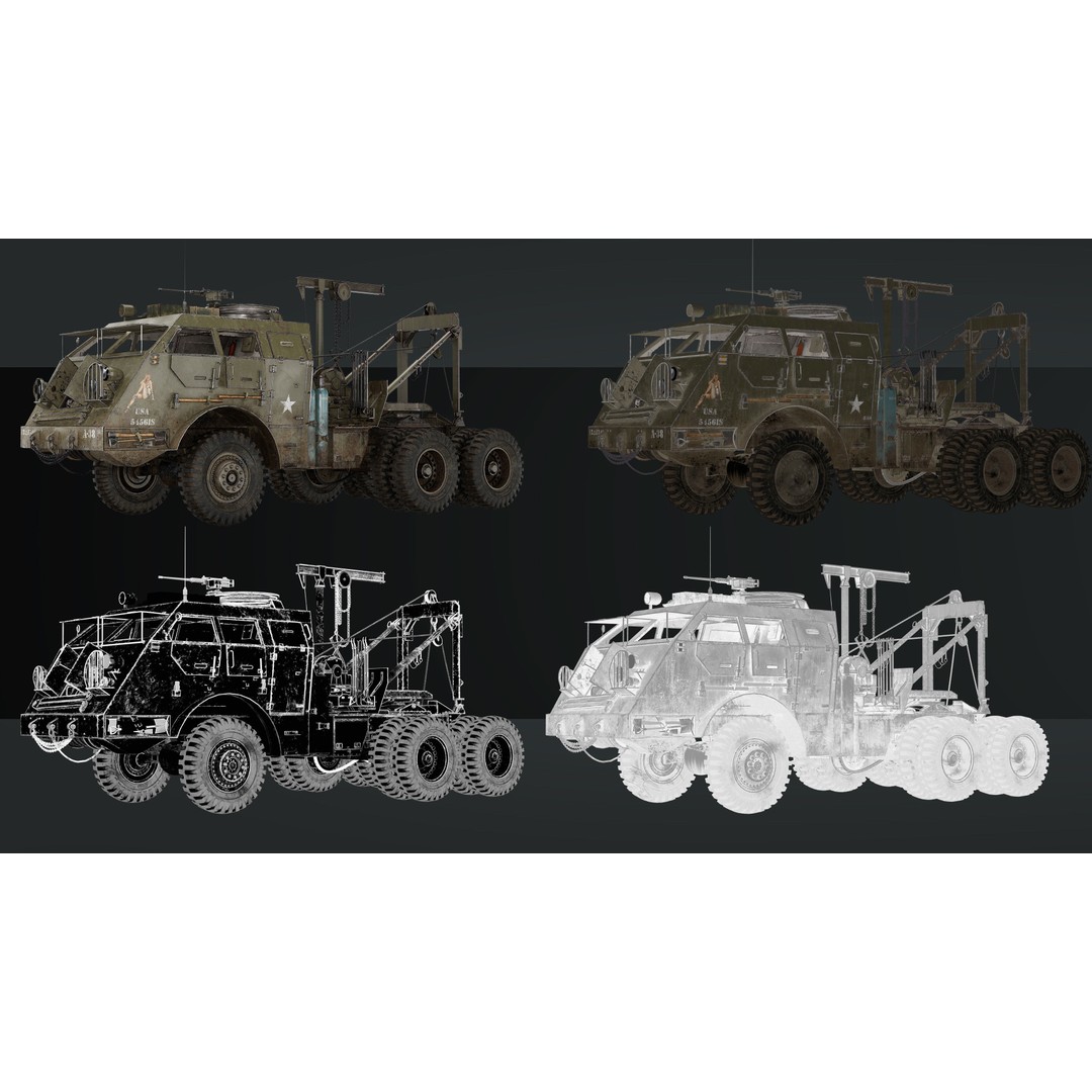 M25/M26 Dragon Wagon 3D Model – Low Poly WWII Tank Transporter, FBX - View 10