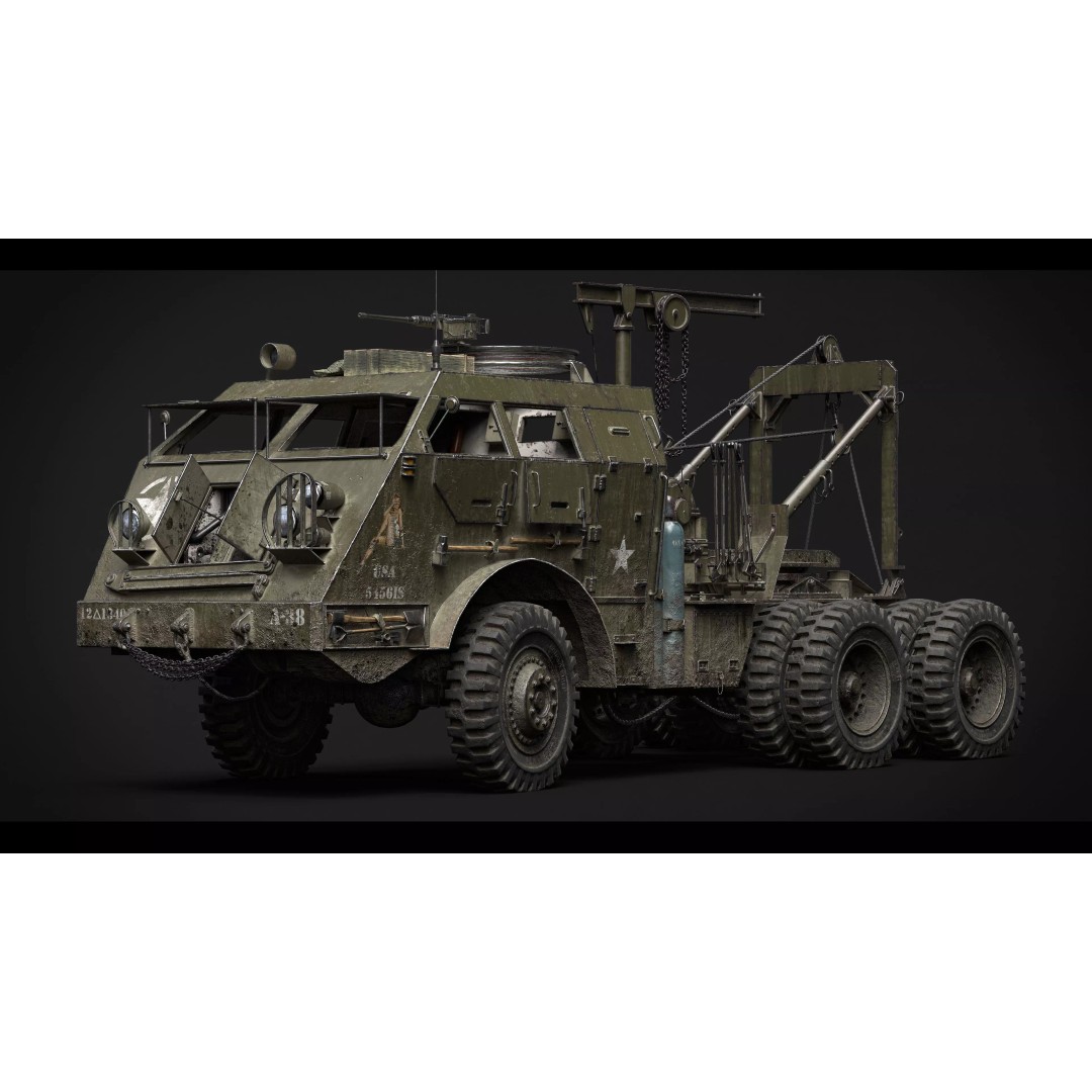 M25/M26 Dragon Wagon 3D Model – Low Poly WWII Tank Transporter, FBX - View 2
