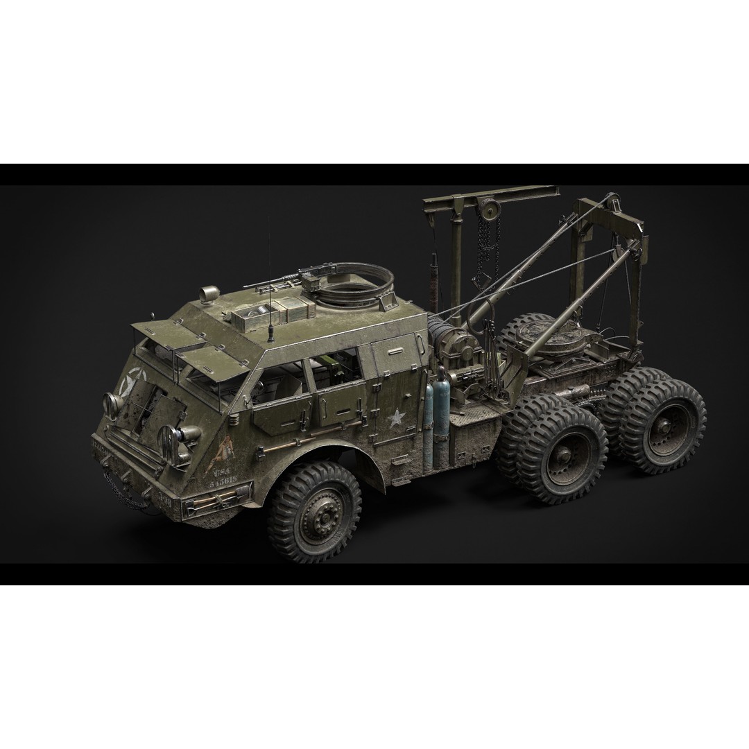 M25/M26 Dragon Wagon 3D Model – Low Poly WWII Tank Transporter, FBX - View 3