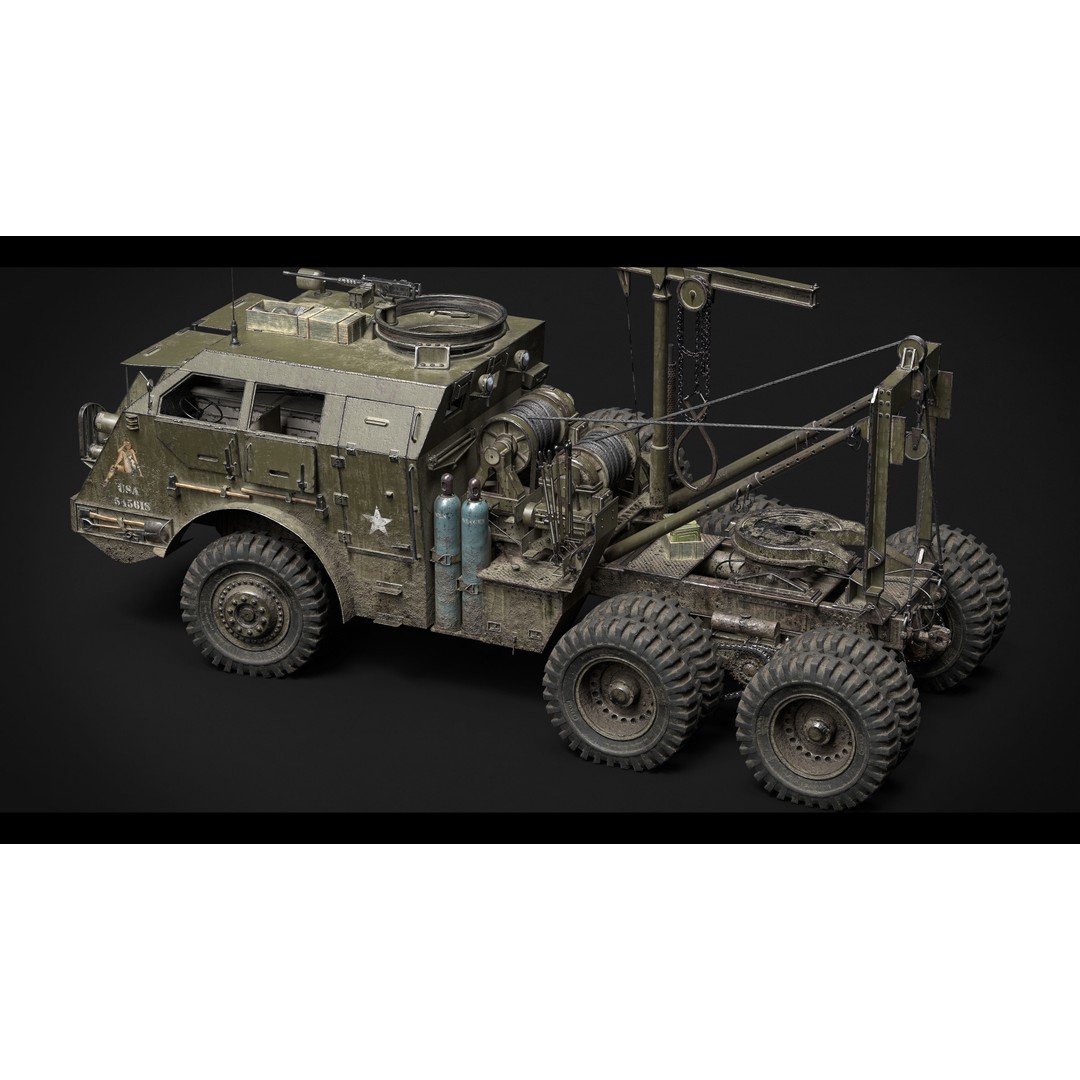 M25/M26 Dragon Wagon 3D Model – Low Poly WWII Tank Transporter, FBX - View 4