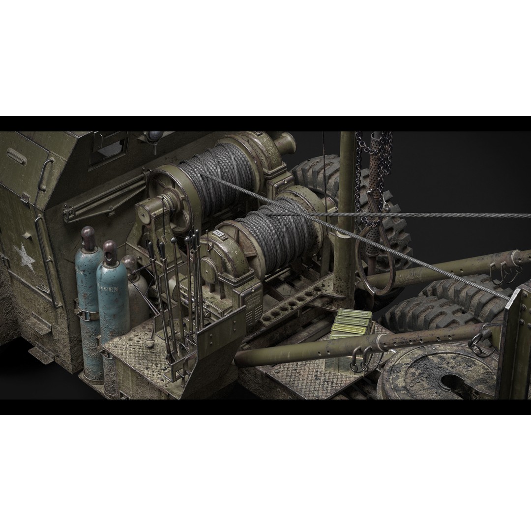 M25/M26 Dragon Wagon 3D Model – Low Poly WWII Tank Transporter, FBX - View 7