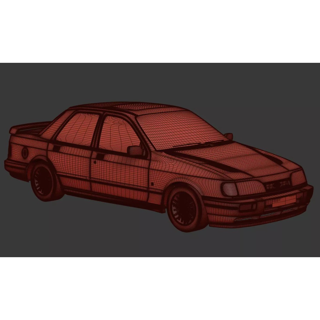 Sierra Sapphire RS Cosworth 3D Model – High Poly Game Asset, FBX & OBJ - View 24