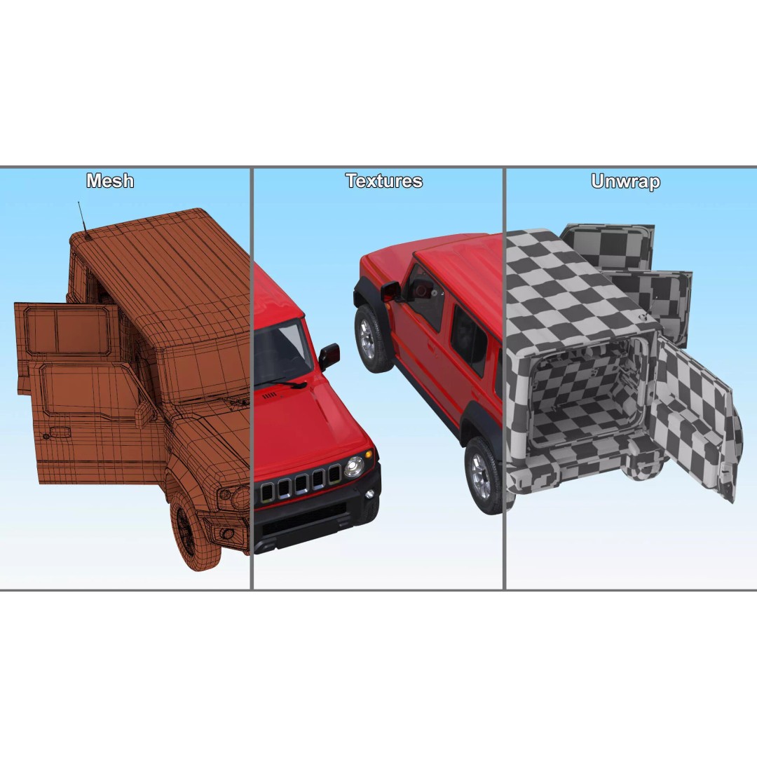 Modern All Wheel Drive Red SUV 3D Model – PBR Compact Off-Road Vehicle, FBX - View 29