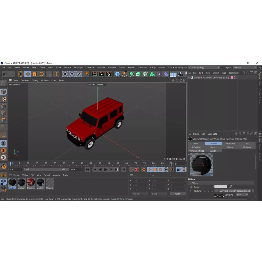 Modern All Wheel Drive Red SUV 3D Model – PBR Compact Off-Road Vehicle, FBX - View 50