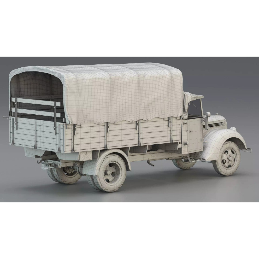 WWII German 2.5 Ton Utility Military Truck 3D Model – Game Ready, FBX