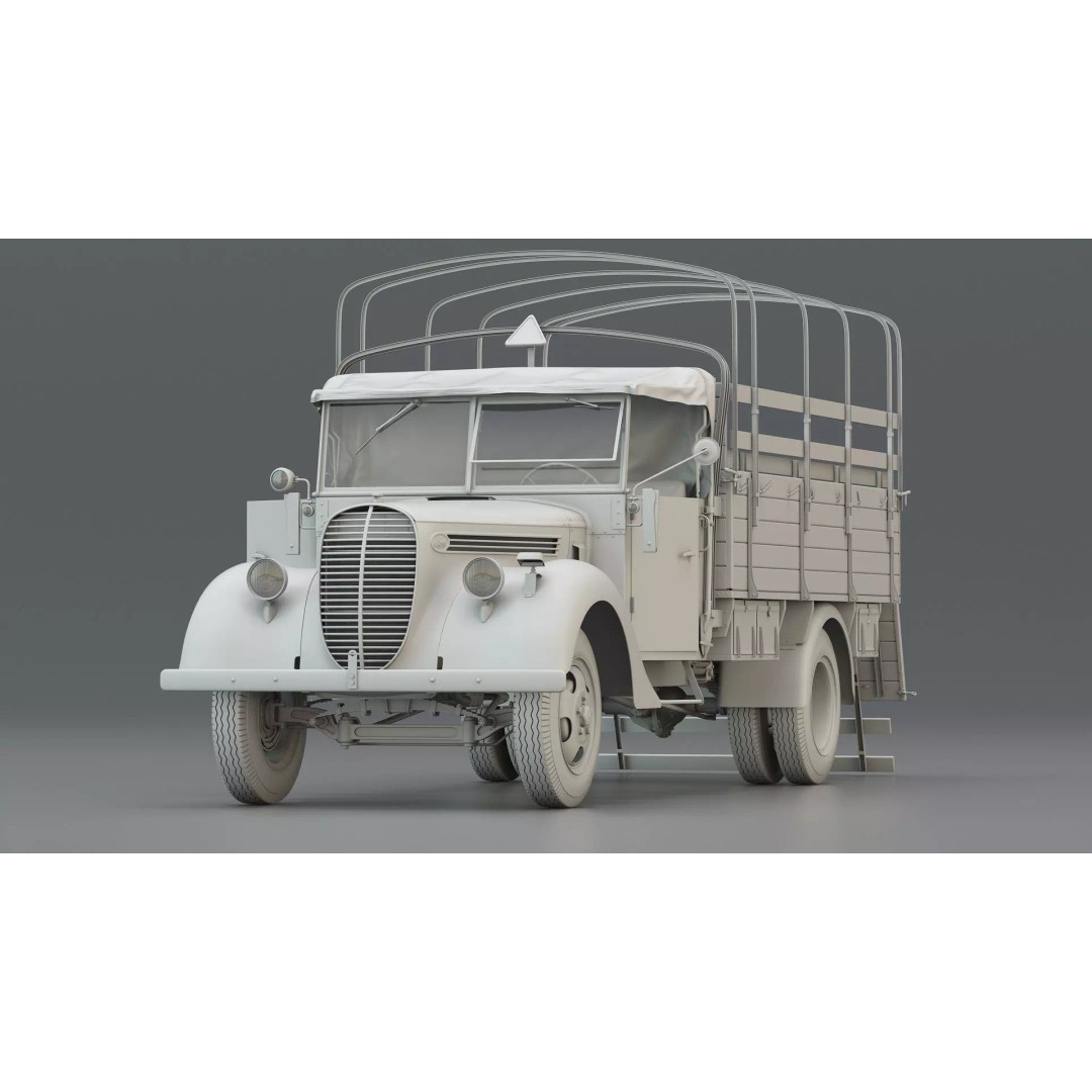 WWII German 2.5 Ton Utility Military Truck 3D Model – Game Ready, FBX - View 10
