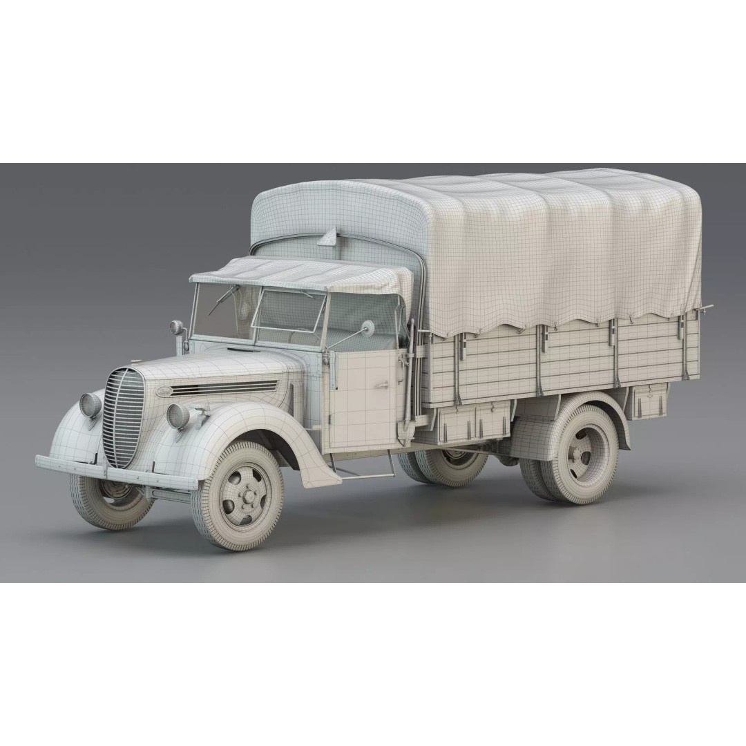 WWII German 2.5 Ton Utility Military Truck 3D Model – Game Ready, FBX - View 11