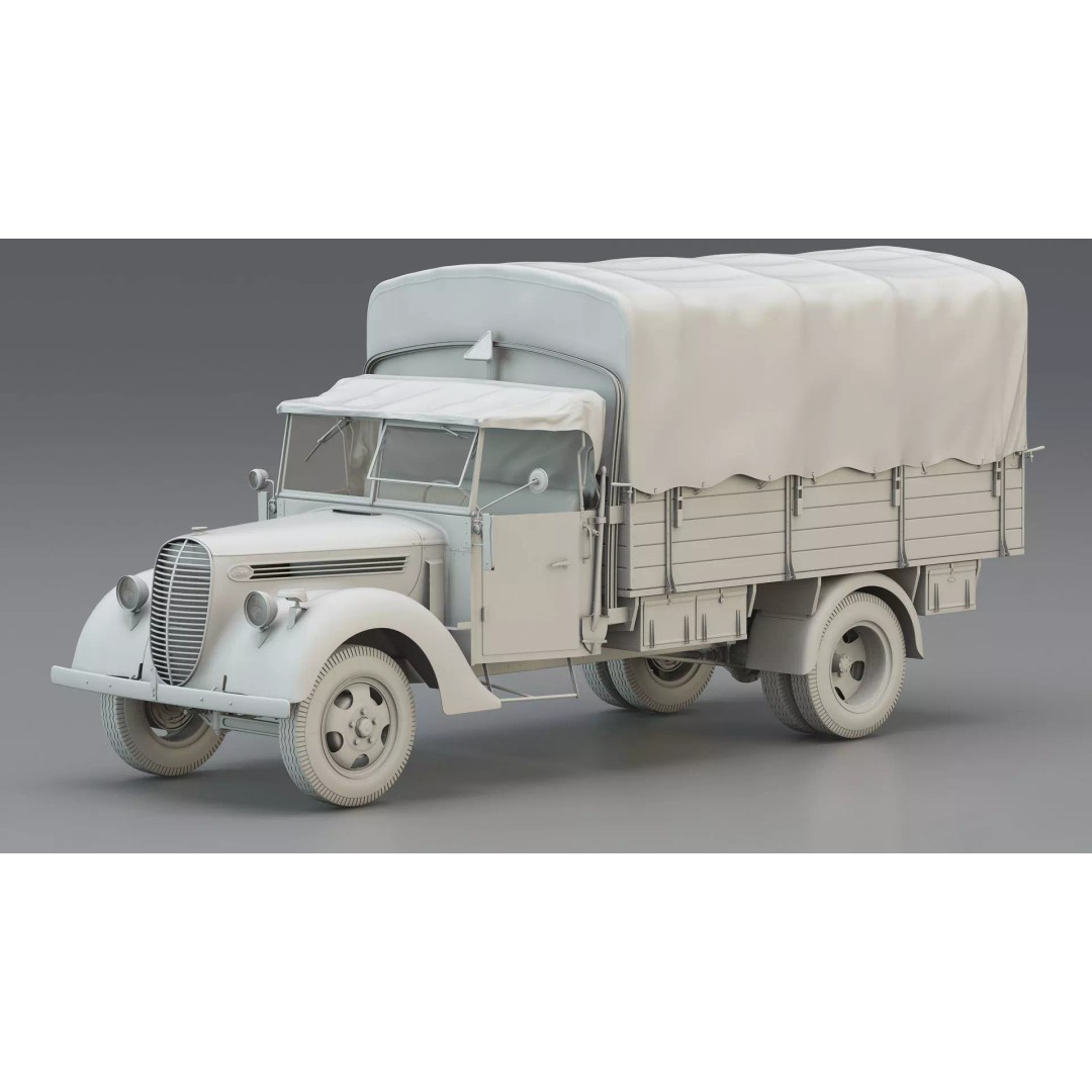 WWII German 2.5 Ton Utility Military Truck 3D Model – Game Ready, FBX - View 2