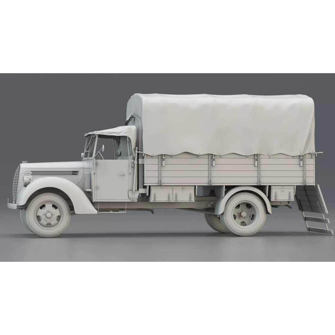 WWII German 2.5 Ton Utility Military Truck 3D Model – Game Ready, FBX - View 4