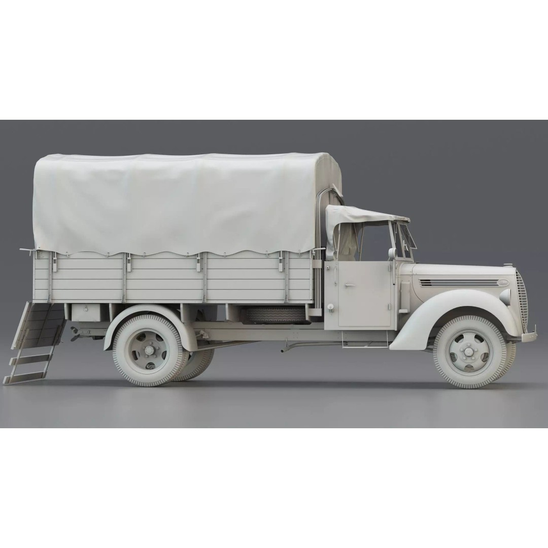 WWII German 2.5 Ton Utility Military Truck 3D Model – Game Ready, FBX - View 5