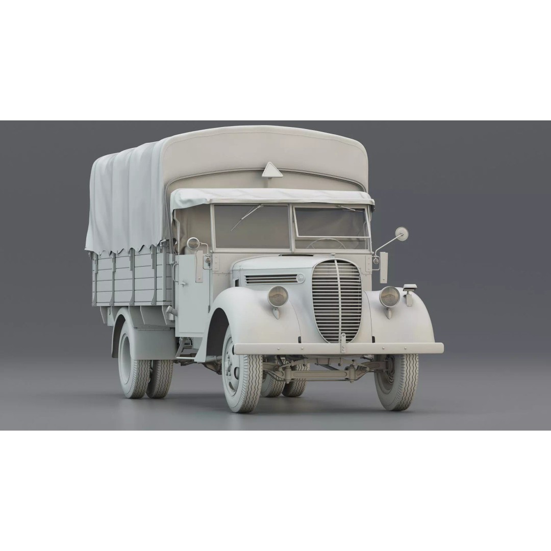 WWII German 2.5 Ton Utility Military Truck 3D Model – Game Ready, FBX - View 6
