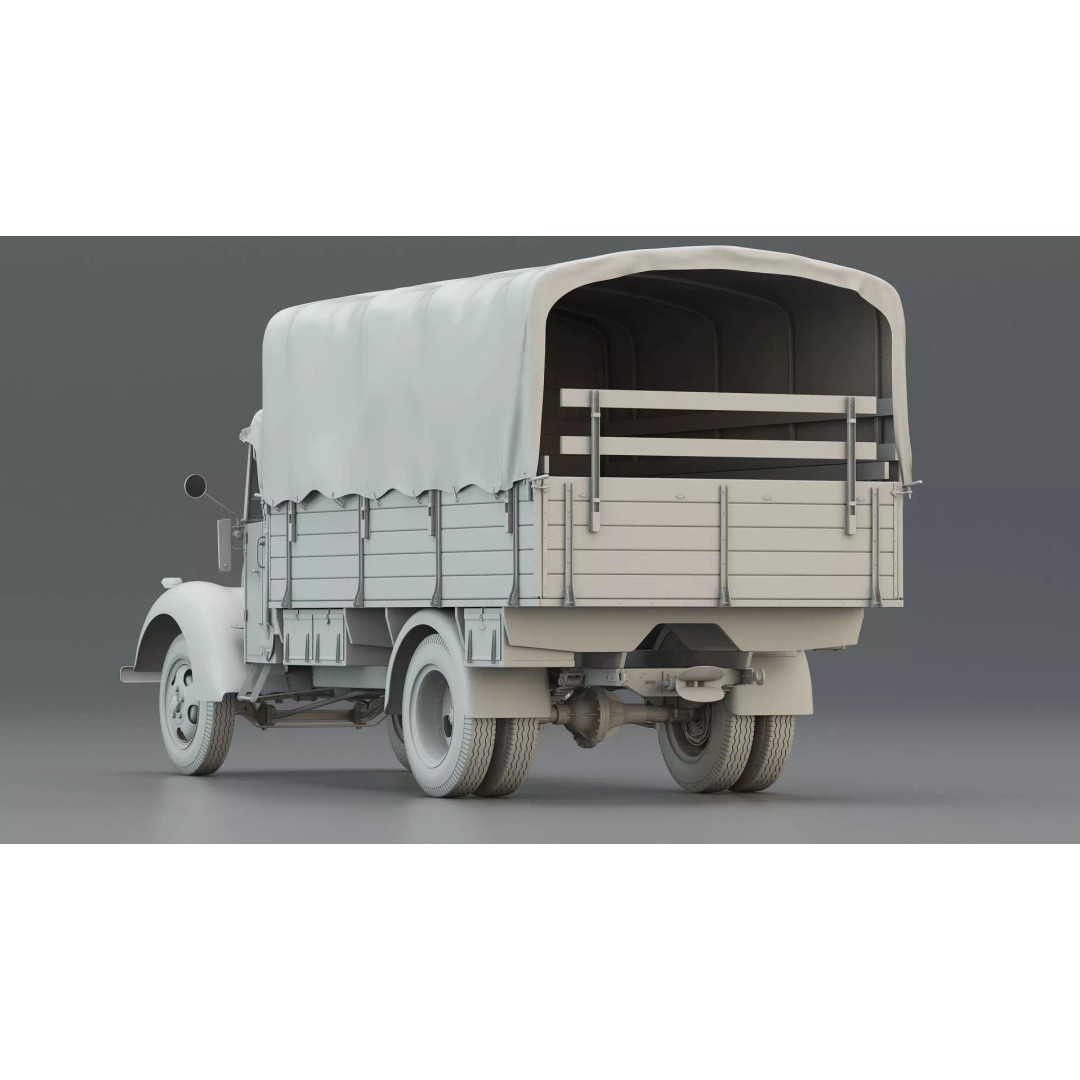 WWII German 2.5 Ton Utility Military Truck 3D Model – Game Ready, FBX - View 7