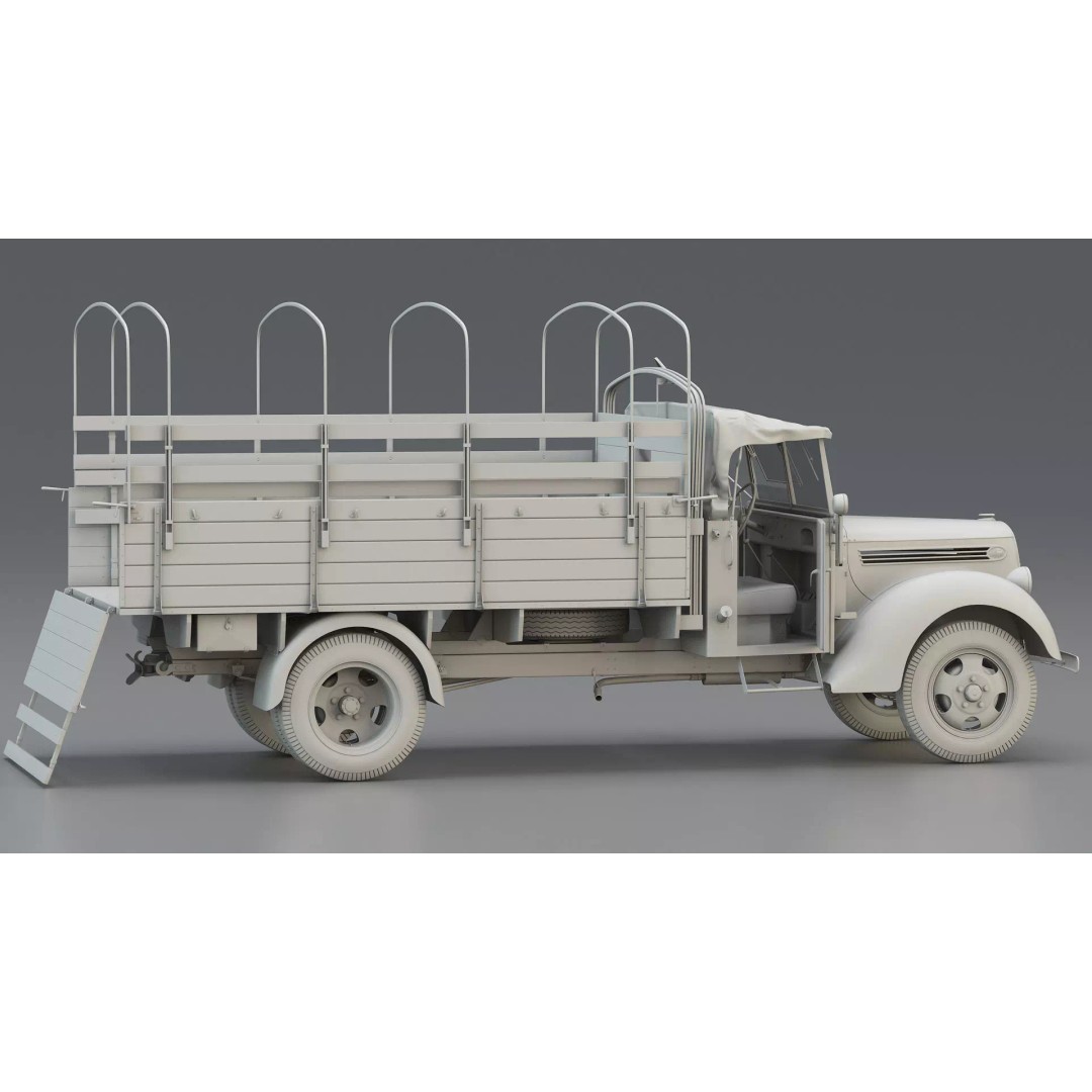 WWII German 2.5 Ton Utility Military Truck 3D Model – Game Ready, FBX - View 9