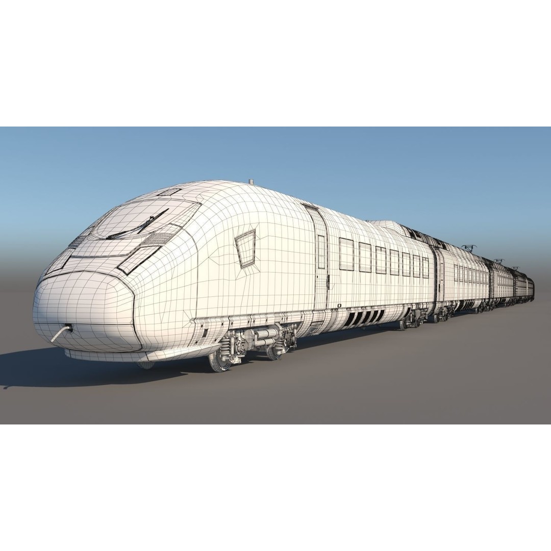 Eurostar E320 3D Model – High Poly Passenger Train, FBX, OBJ - View 19