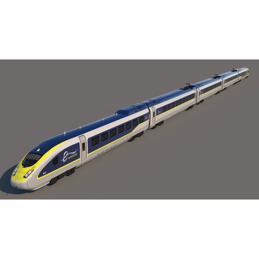 Eurostar E320 3D Model – High Poly Passenger Train, FBX, OBJ - View 3