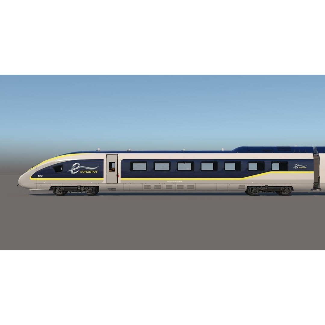 Eurostar E320 3D Model – High Poly Passenger Train, FBX, OBJ - View 6