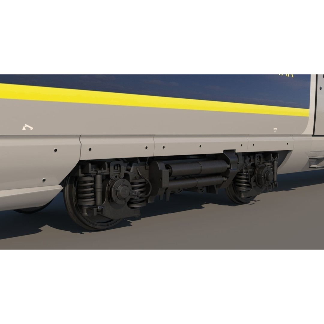 Eurostar E320 3D Model – High Poly Passenger Train, FBX, OBJ - View 9