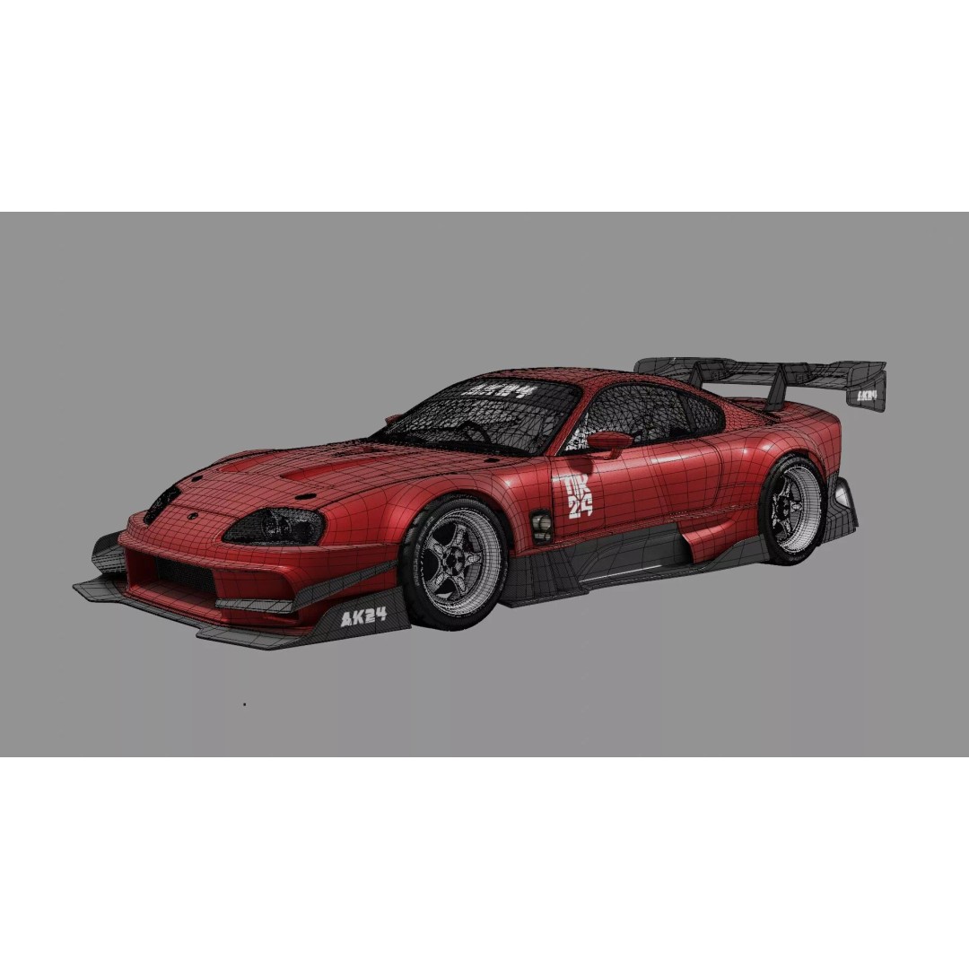 Toyota Supra Mk IV 3D Model – Extreme Modified Racing Car, FBX