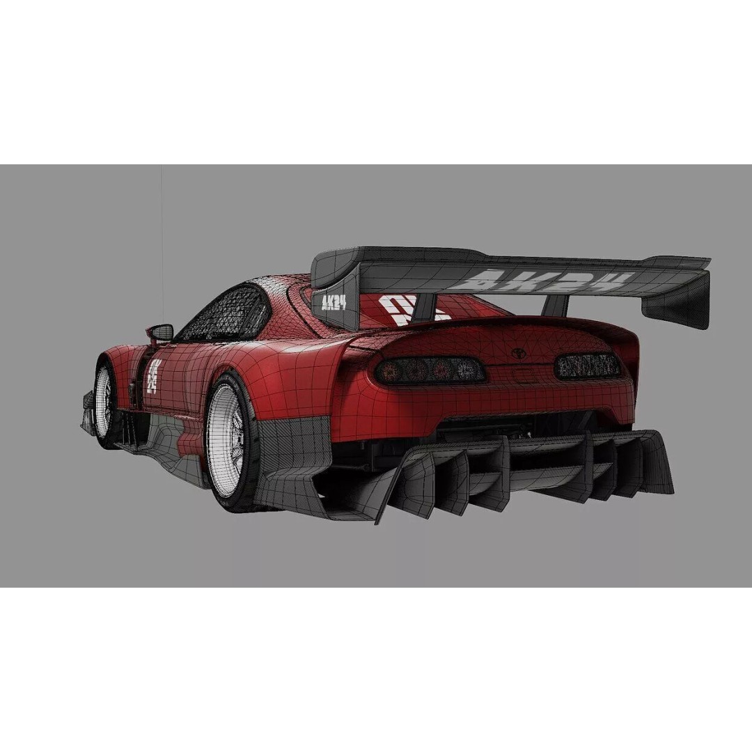 Toyota Supra Mk IV 3D Model – Extreme Modified Racing Car, FBX - View 14