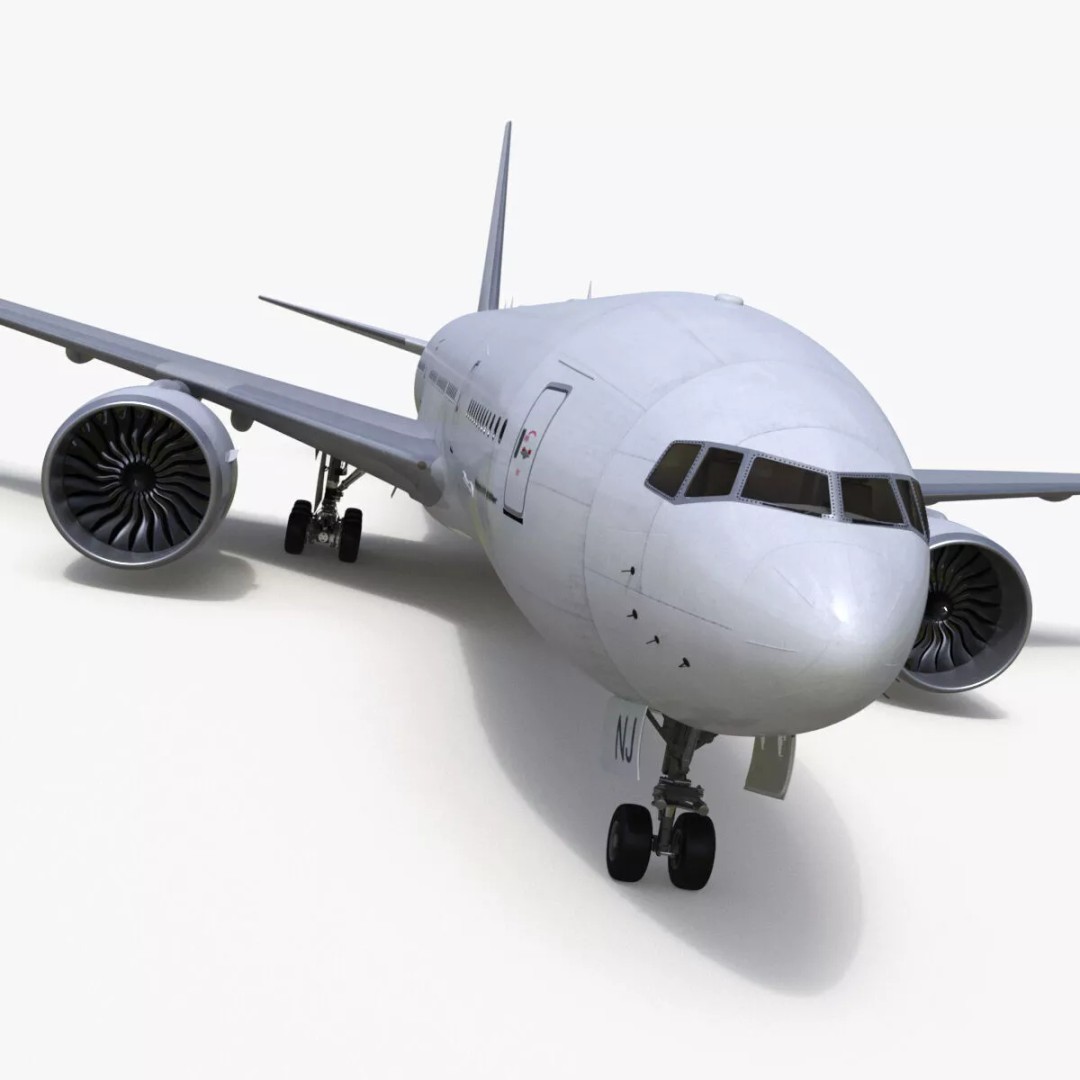Boeing 777-200ER 3D Model – Rigged Aircraft for Animation, FBX, OBJ