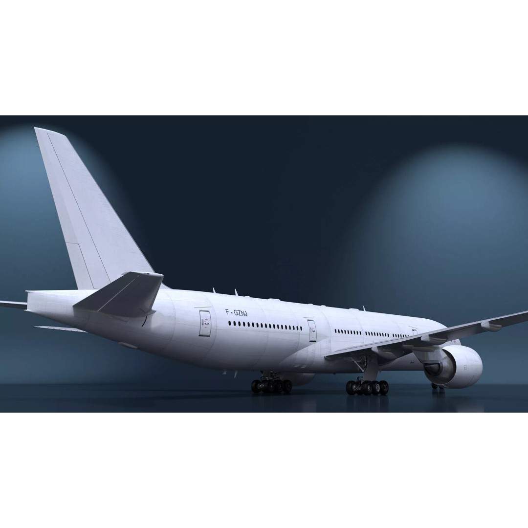 Boeing 777-200ER 3D Model – Rigged Aircraft for Animation, FBX, OBJ - View 11