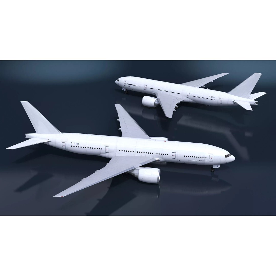 Boeing 777-200ER 3D Model – Rigged Aircraft for Animation, FBX, OBJ - View 12