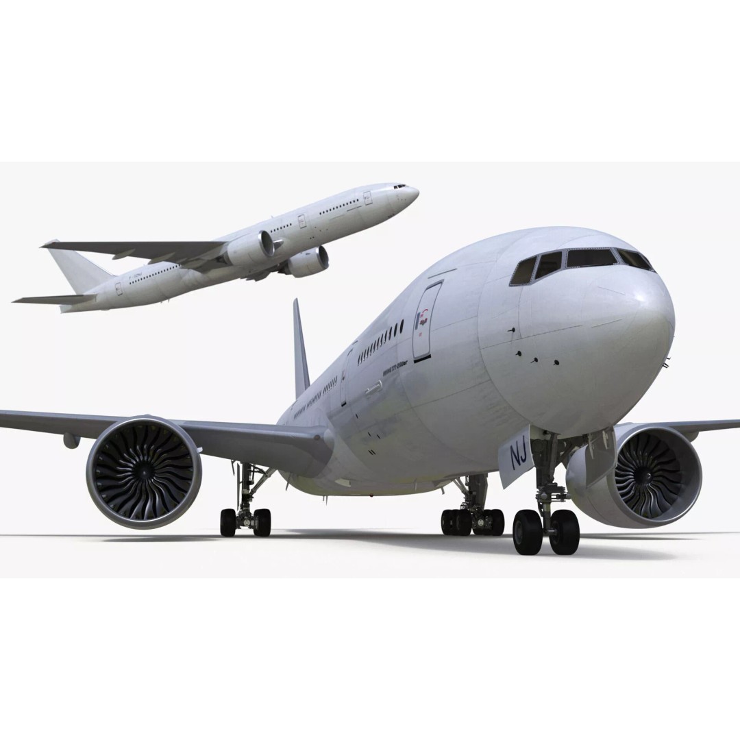 Boeing 777-200ER 3D Model – Rigged Aircraft for Animation, FBX, OBJ - View 2