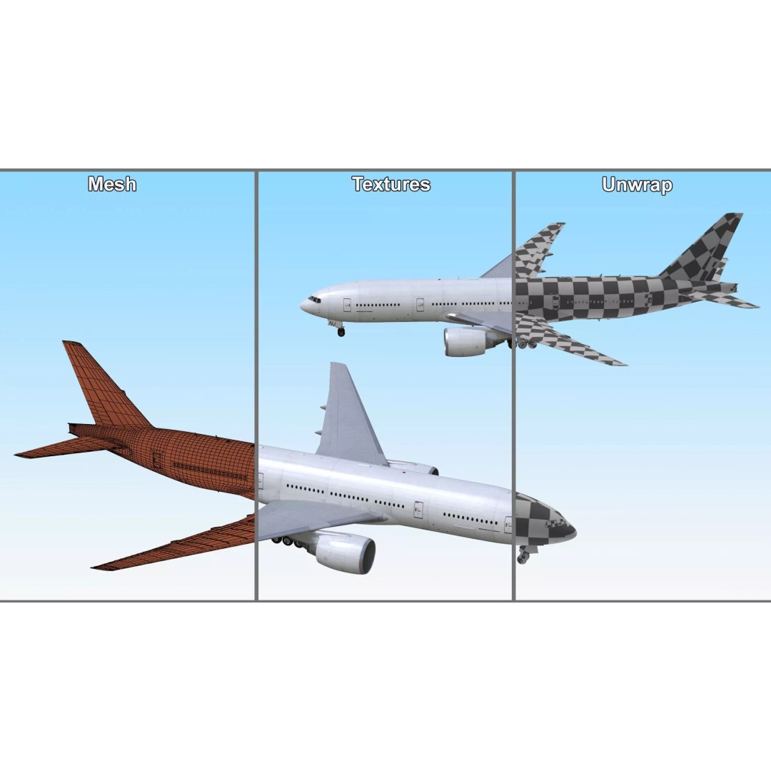 Boeing 777-200ER 3D Model – Rigged Aircraft for Animation, FBX, OBJ - View 26