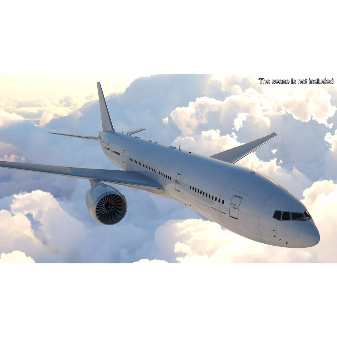 Boeing 777-200ER 3D Model – Rigged Aircraft for Animation, FBX, OBJ - View 3