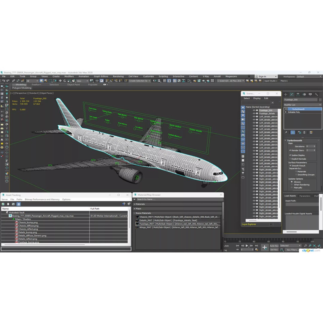 Boeing 777-200ER 3D Model – Rigged Aircraft for Animation, FBX, OBJ - View 31