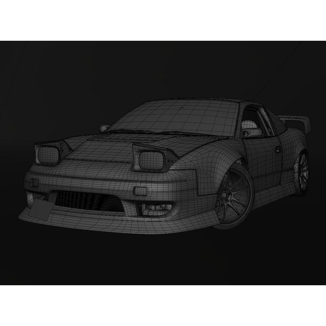Cream Drift S13 240SX 3D Model – Fully Rigged Car Asset, FBX - View 13