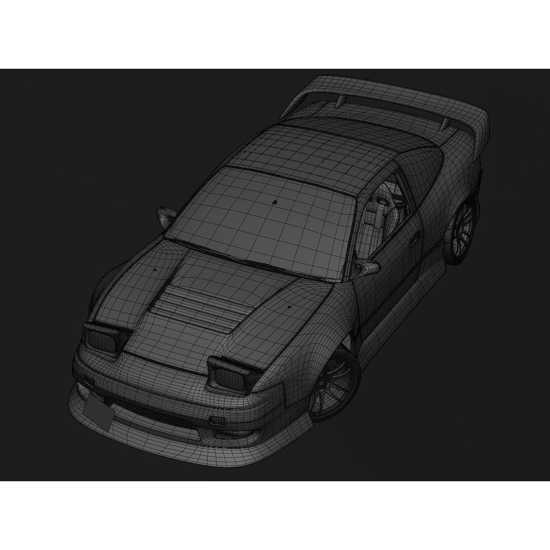 Cream Drift S13 240SX 3D Model – Fully Rigged Car Asset, FBX - View 14