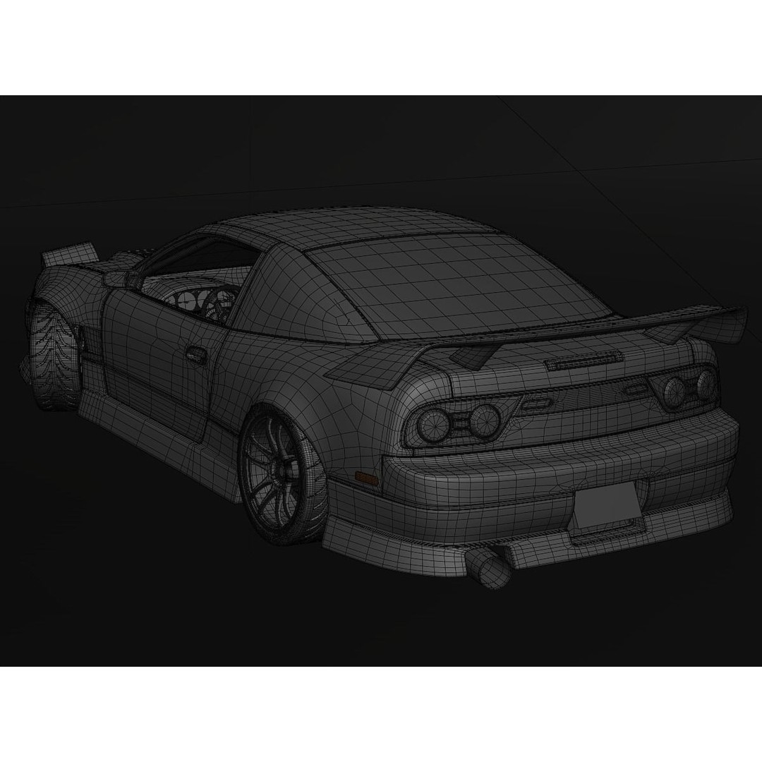 Cream Drift S13 240SX 3D Model – Fully Rigged Car Asset, FBX - View 15