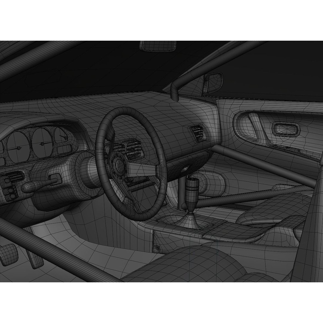 Cream Drift S13 240SX 3D Model – Fully Rigged Car Asset, FBX - View 19