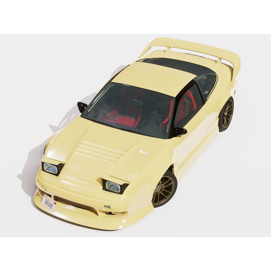 Cream Drift S13 240SX 3D Model – Fully Rigged Car Asset, FBX - View 3