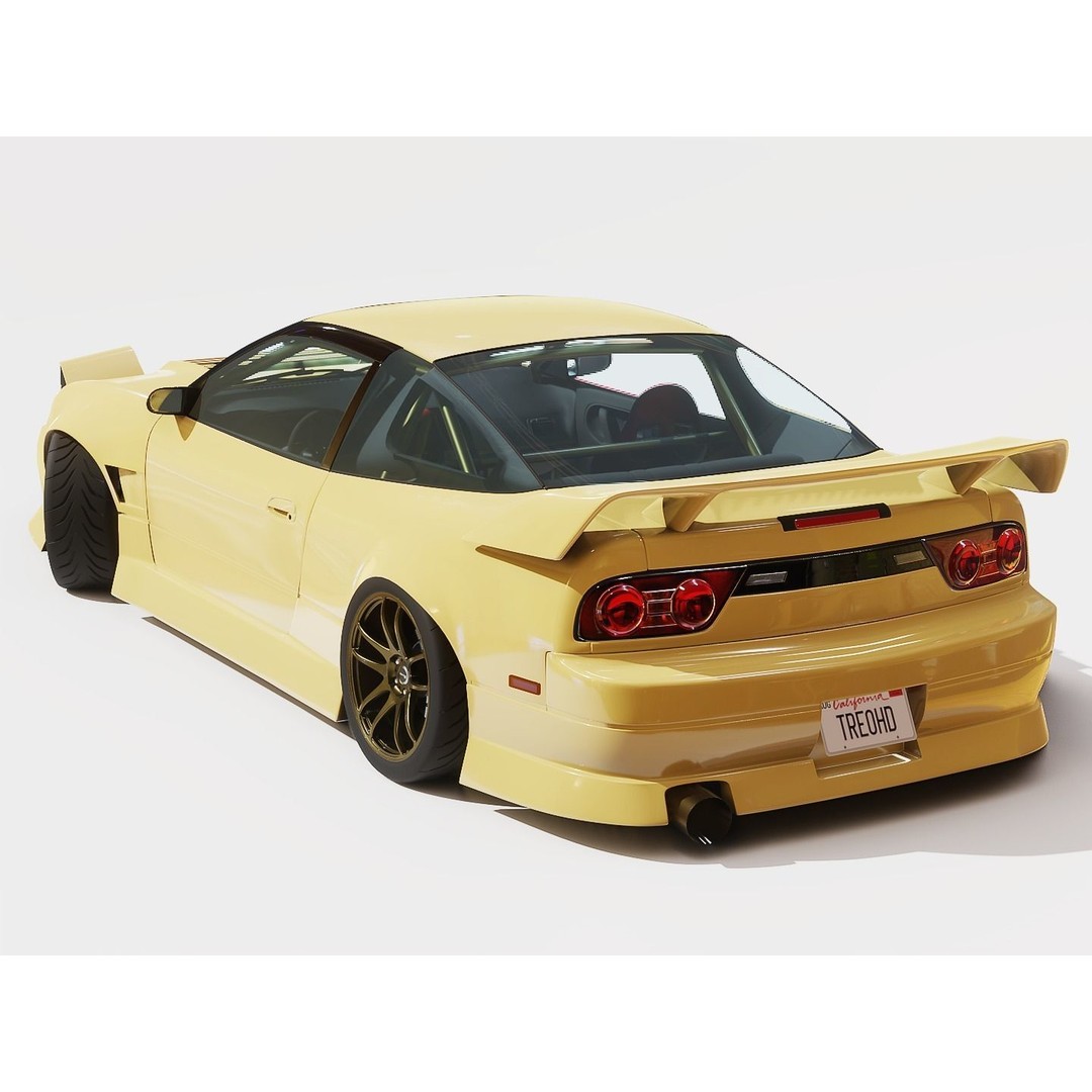 Cream Drift S13 240SX 3D Model – Fully Rigged Car Asset, FBX - View 4