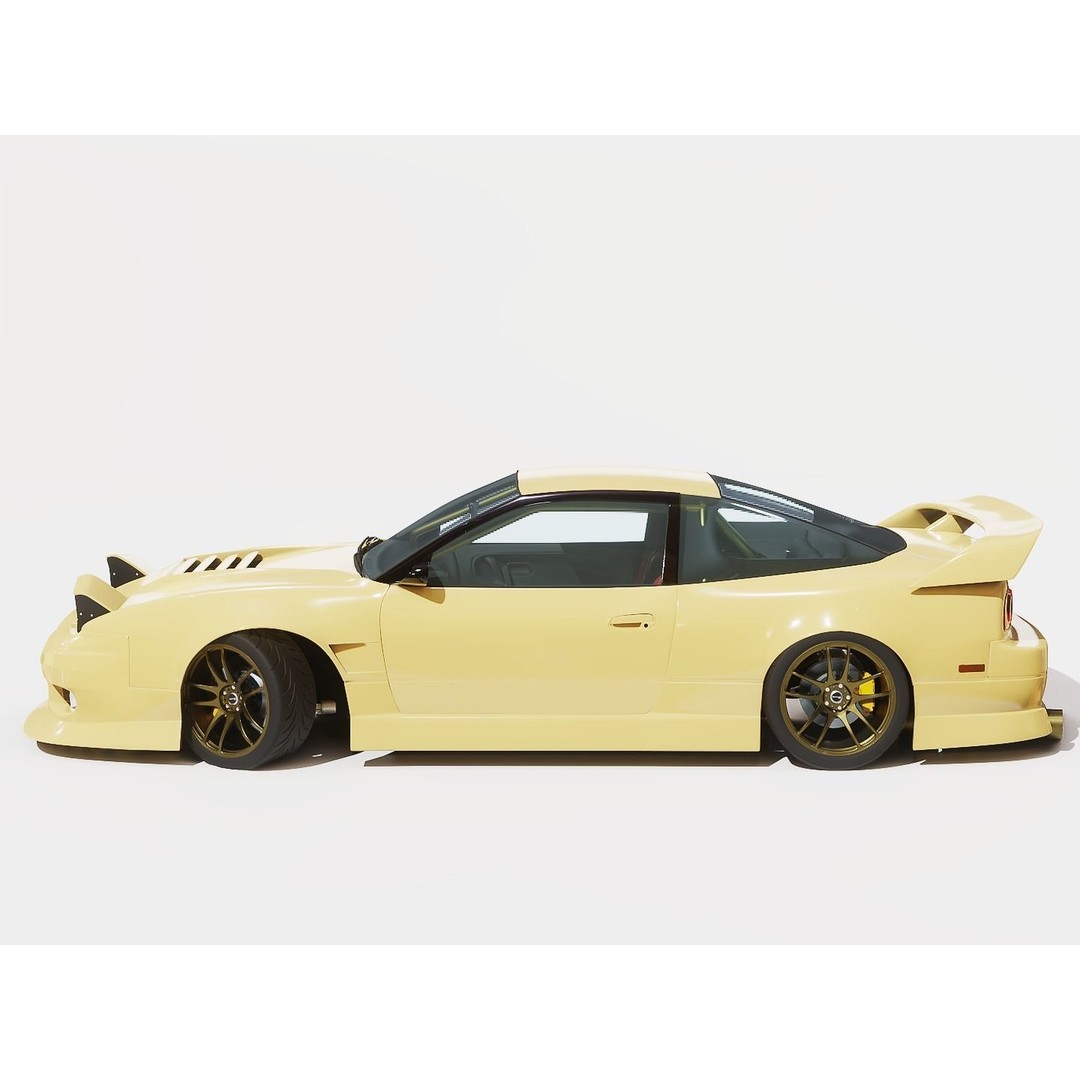 Cream Drift S13 240SX 3D Model – Fully Rigged Car Asset, FBX - View 5
