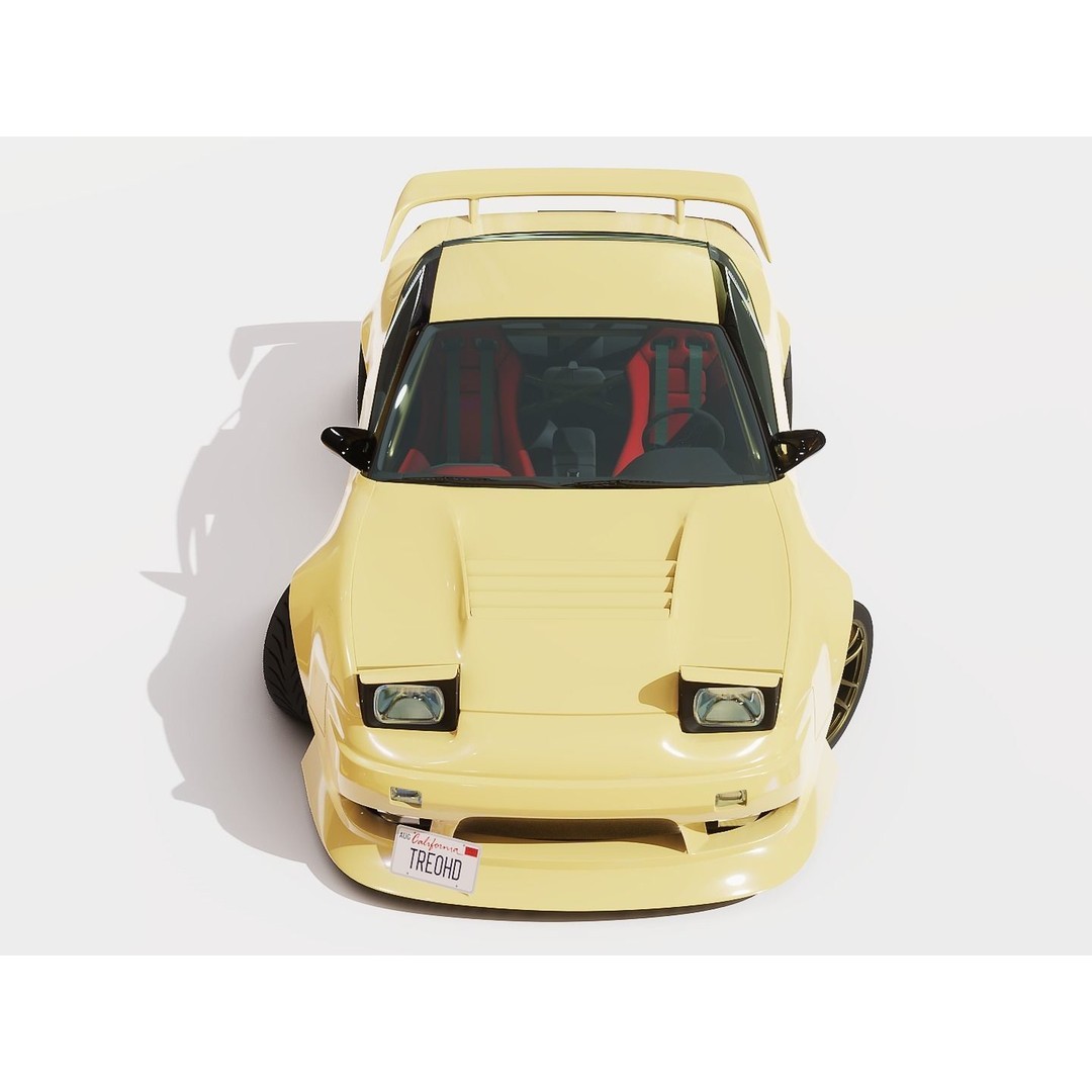 Cream Drift S13 240SX 3D Model – Fully Rigged Car Asset, FBX - View 6