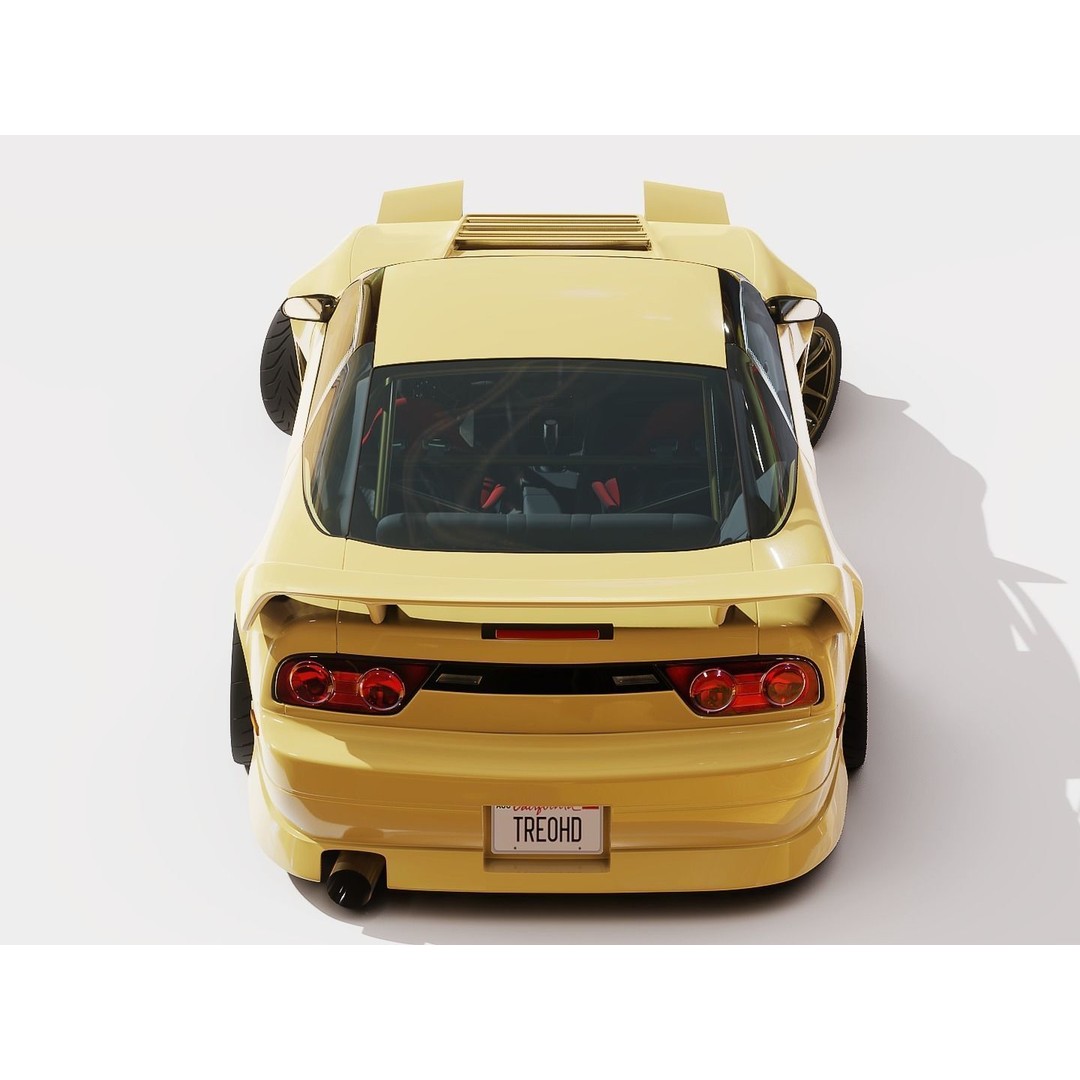Cream Drift S13 240SX 3D Model – Fully Rigged Car Asset, FBX - View 7