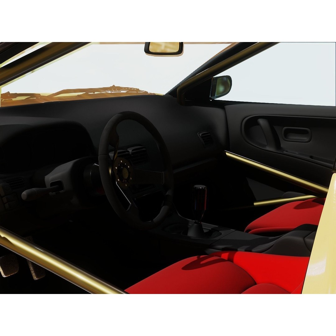 Cream Drift S13 240SX 3D Model – Fully Rigged Car Asset, FBX - View 8