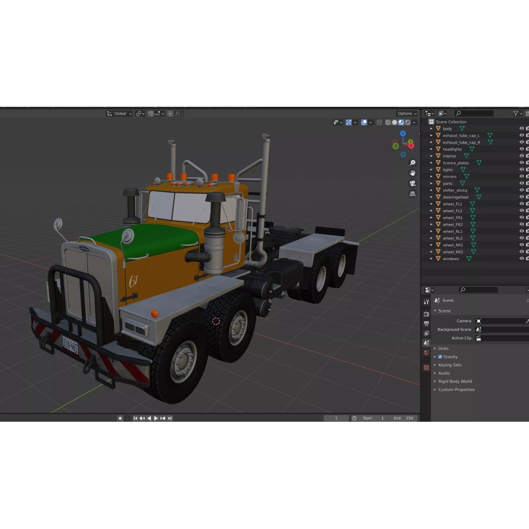 Twinsteer Heavy-Duty Truck 3D Model – Low Poly Game Ready Asset, FBX