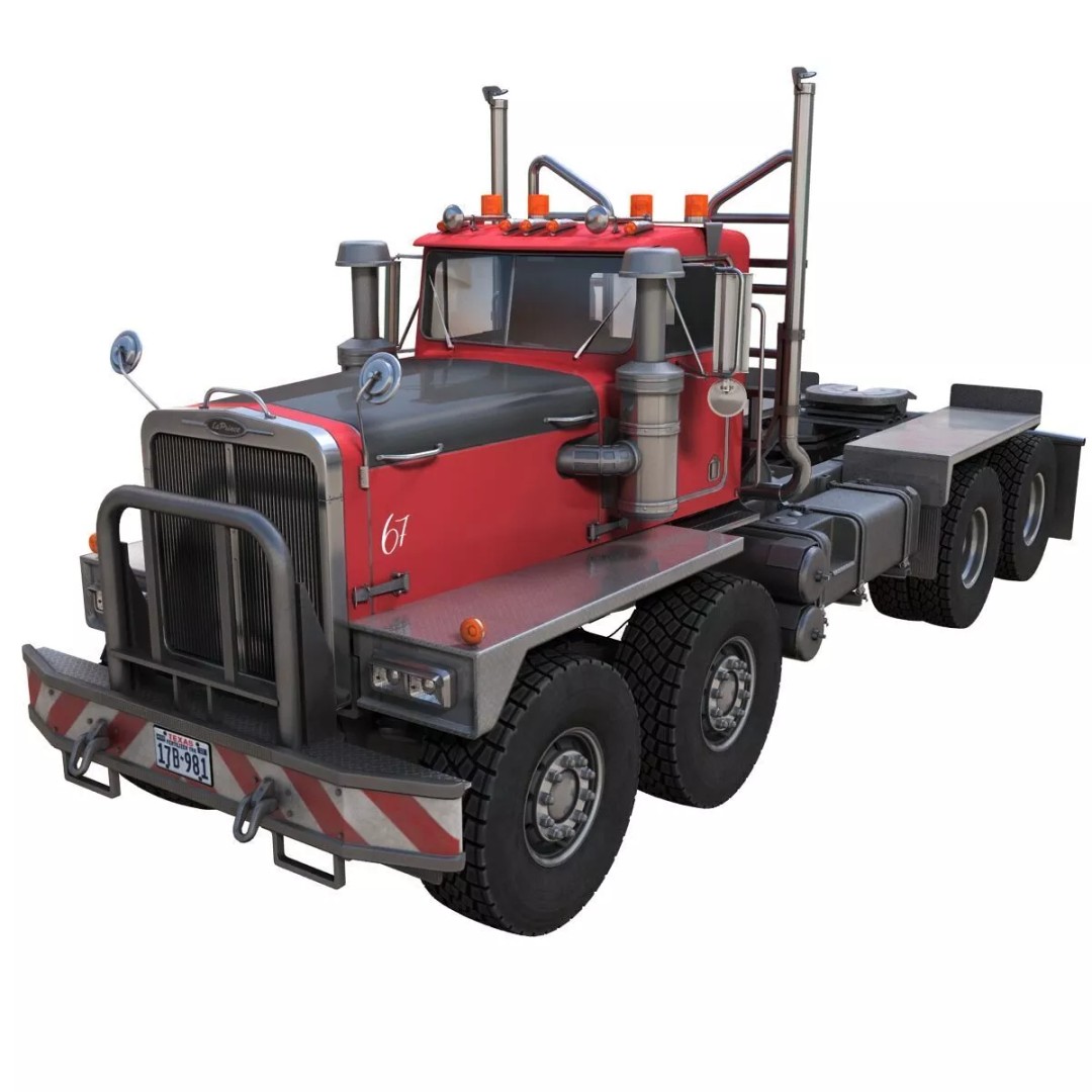 Twinsteer Heavy-Duty Truck 3D Model – Low Poly Game Ready Asset, FBX - View 2