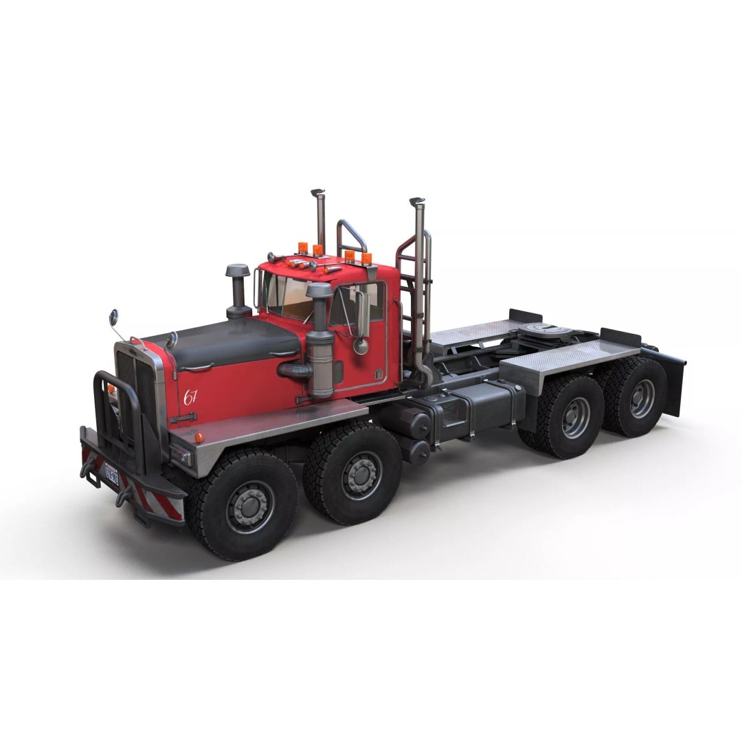 Twinsteer Heavy-Duty Truck 3D Model – Low Poly Game Ready Asset, FBX - View 3