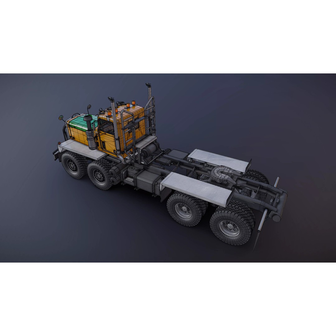 Twinsteer Heavy-Duty Truck 3D Model – Low Poly Game Ready Asset, FBX - View 34