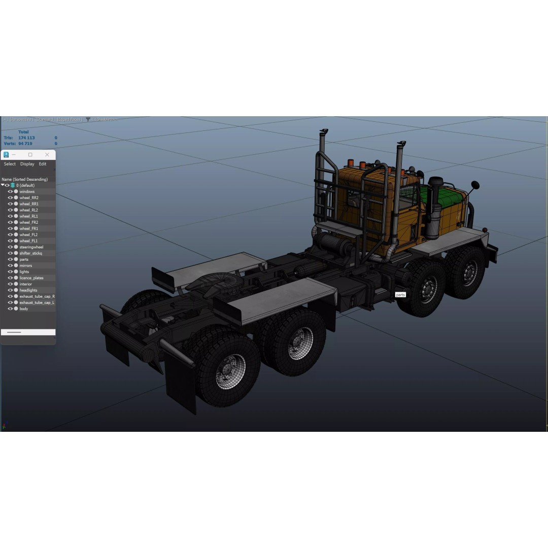 Twinsteer Heavy-Duty Truck 3D Model – Low Poly Game Ready Asset, FBX - View 38