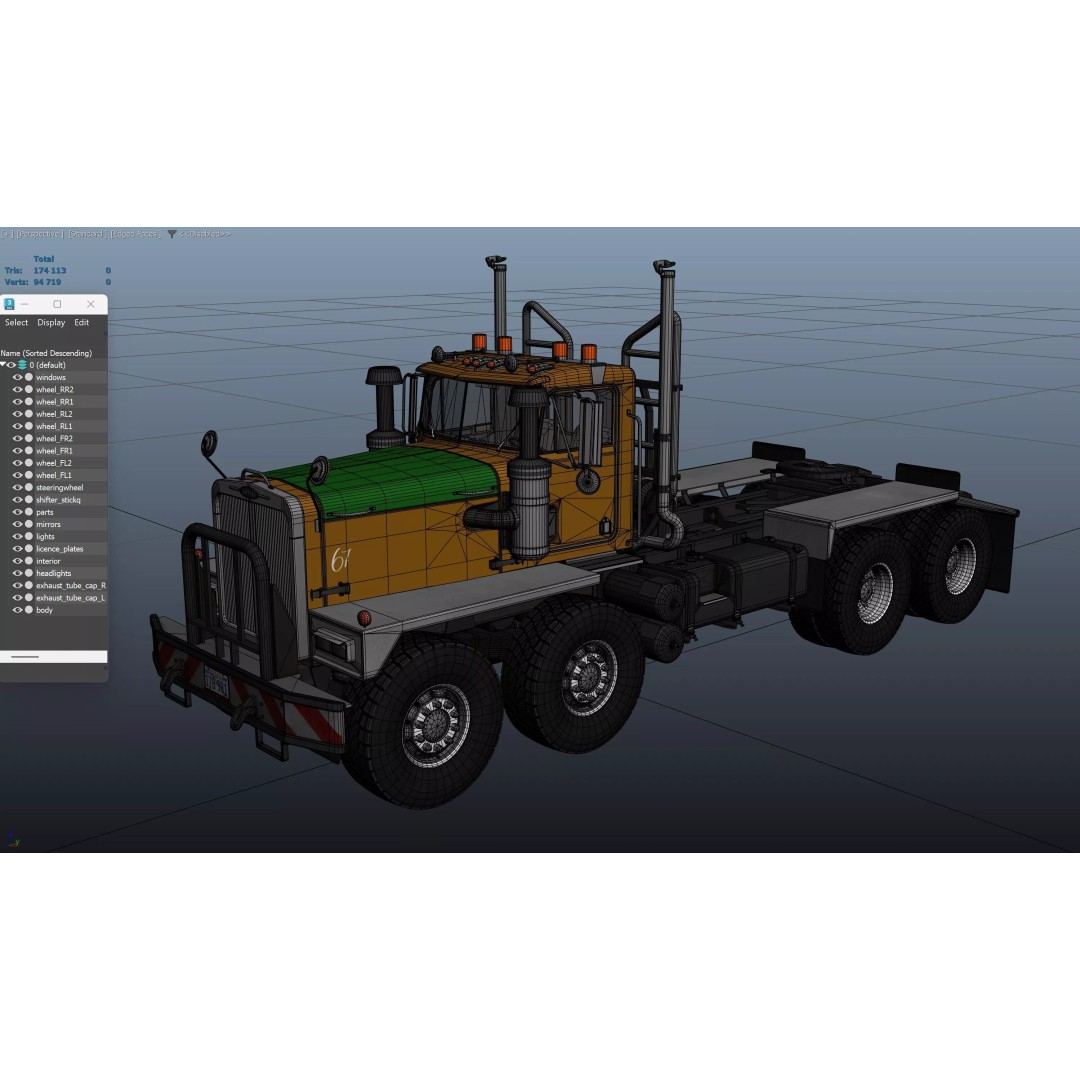 Twinsteer Heavy-Duty Truck 3D Model – Low Poly Game Ready Asset, FBX - View 39