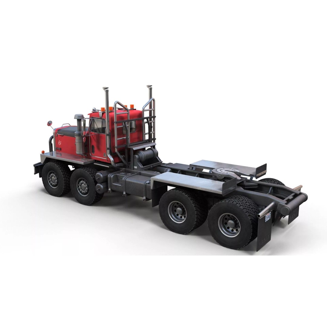 Twinsteer Heavy-Duty Truck 3D Model – Low Poly Game Ready Asset, FBX - View 8