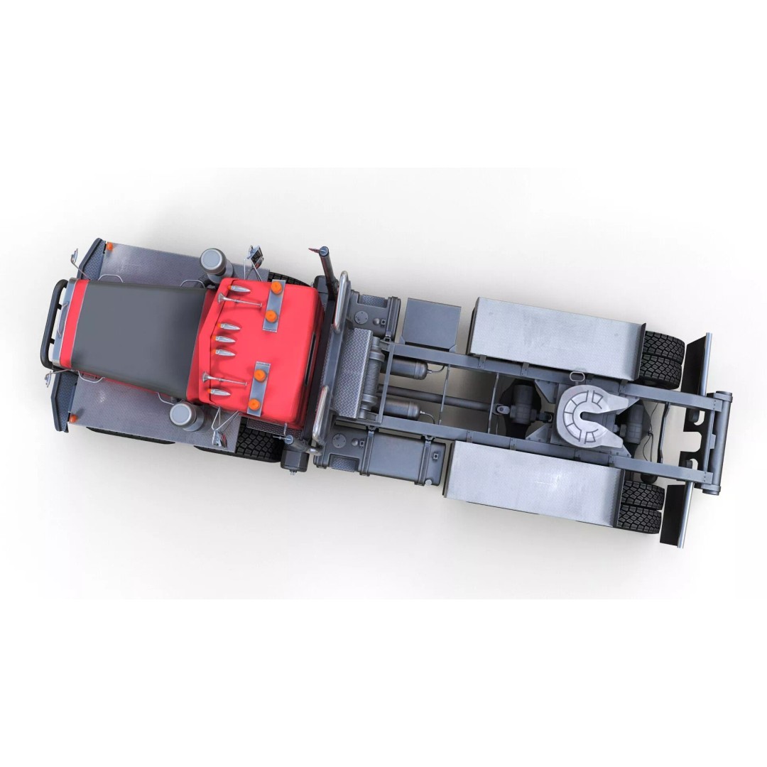 Twinsteer Heavy-Duty Truck 3D Model – Low Poly Game Ready Asset, FBX - View 9