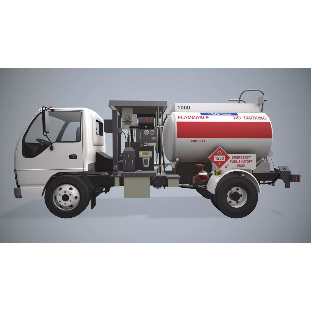 Isuzu Avgas Fueler Truck 3D Model – Low Poly Game-Ready Asset, FBX, OBJ - View 6