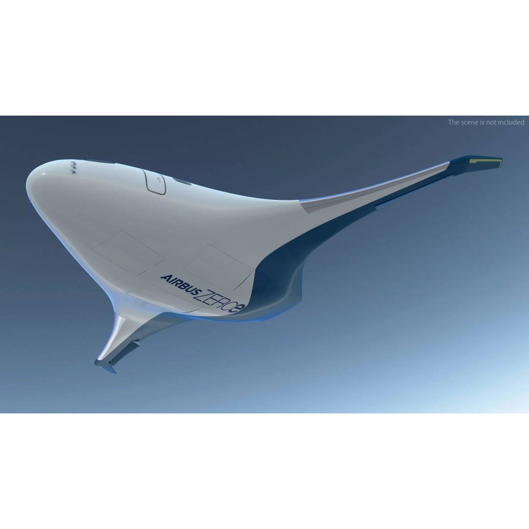Airbus ZEROe Blended-Wing Body 3D Model – Rigged Aircraft for Animation - View 10